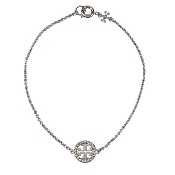 TORY BURCH MILLER PAVÉ CHAIN BRACELET IN SILVER. NWOT - Picture 1 of 6